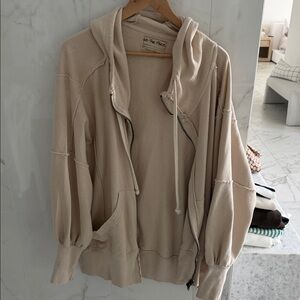 Beige Zip-Up Hooded Sweatshirt free people